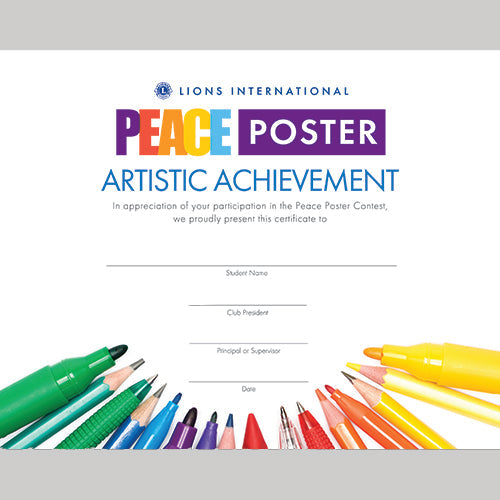 PEACE POSTER PARTICIPANT CERTIFICATES - 5 PACK