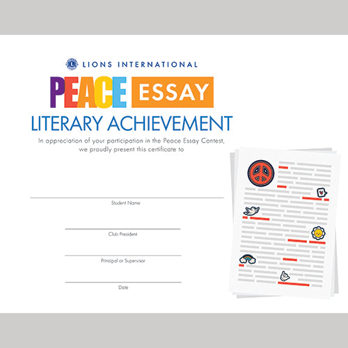 PEACE ESSAY PARTICIPANT CERTIFICATE