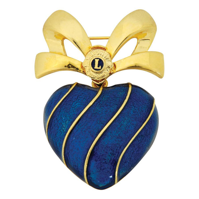 BLUE HEART BOW PIN+