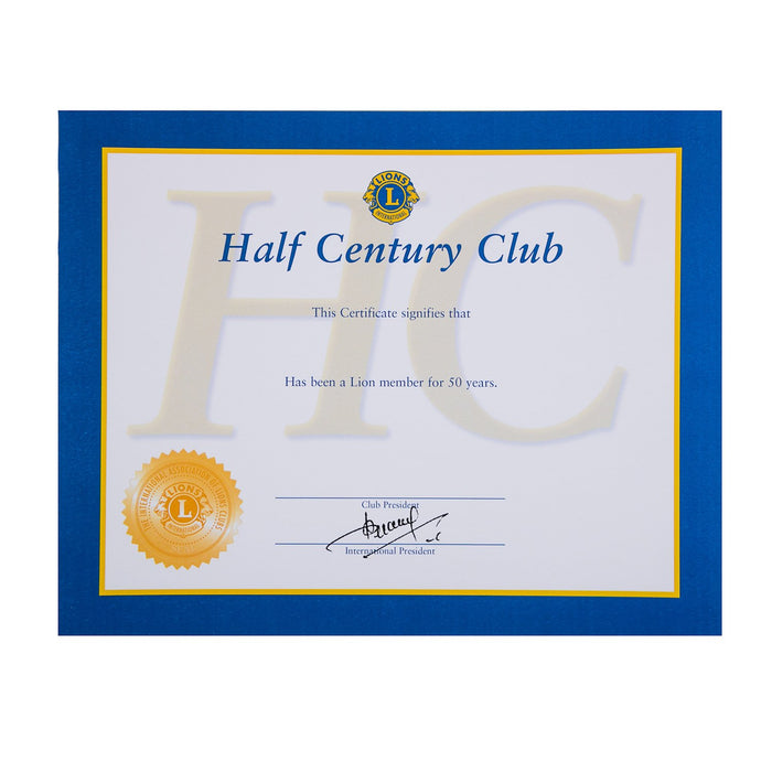 HALF CENTURY CERTIFICATE